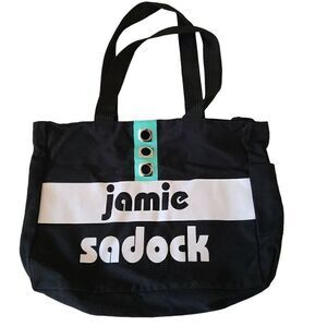 Jamie Sadock Black Cotton Canvas Logo Tote Bag